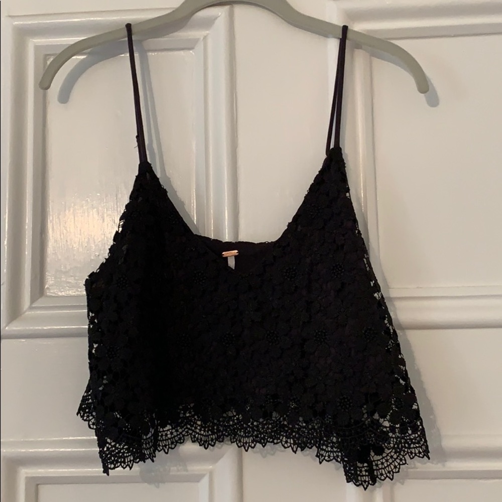 Free People Black Lace Crop Top